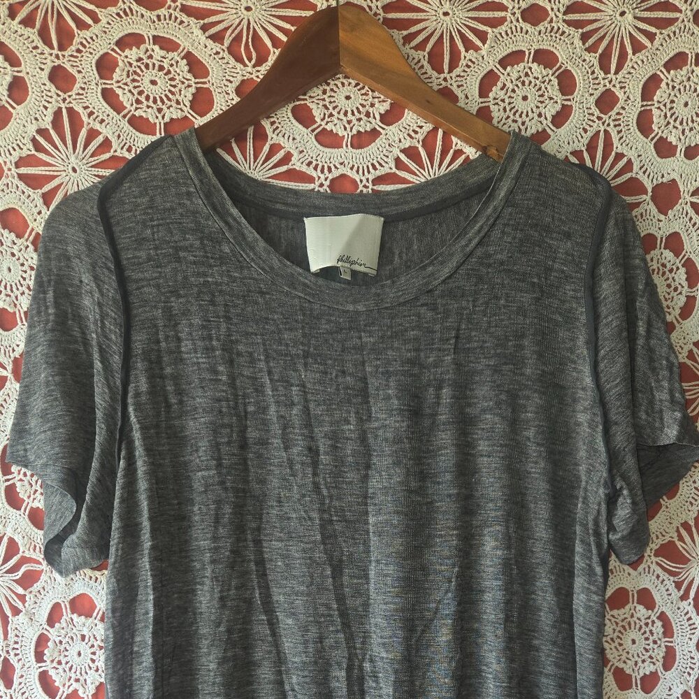 3.1 Phillip Lim Womens Grey Knit/Mesh Tee (L)